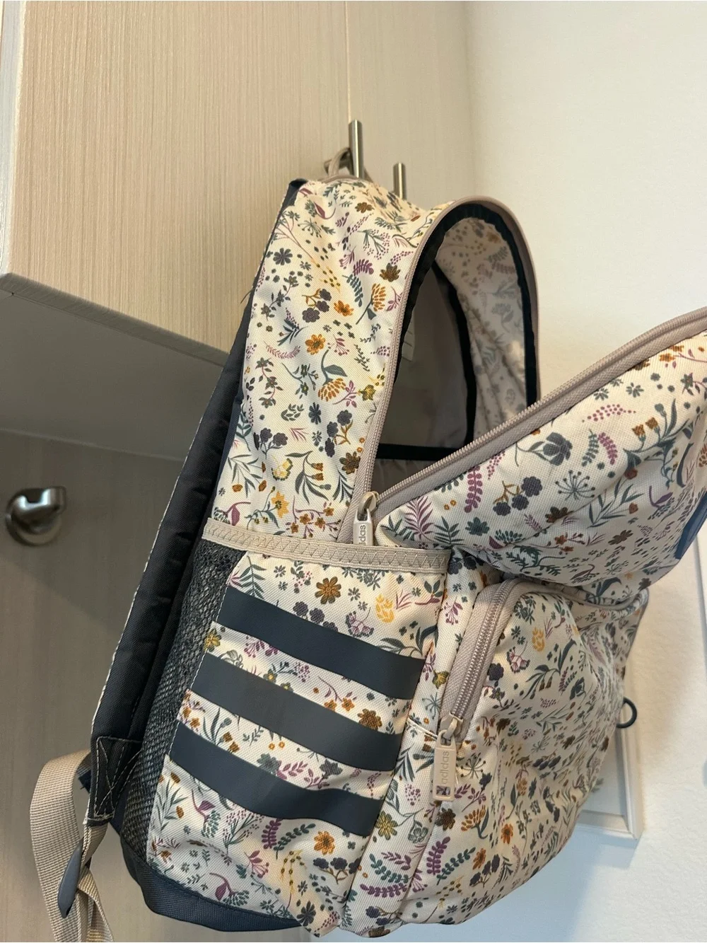 adidas Cream Floral Backpack with Multicolor Accents - Picture 5 of 5